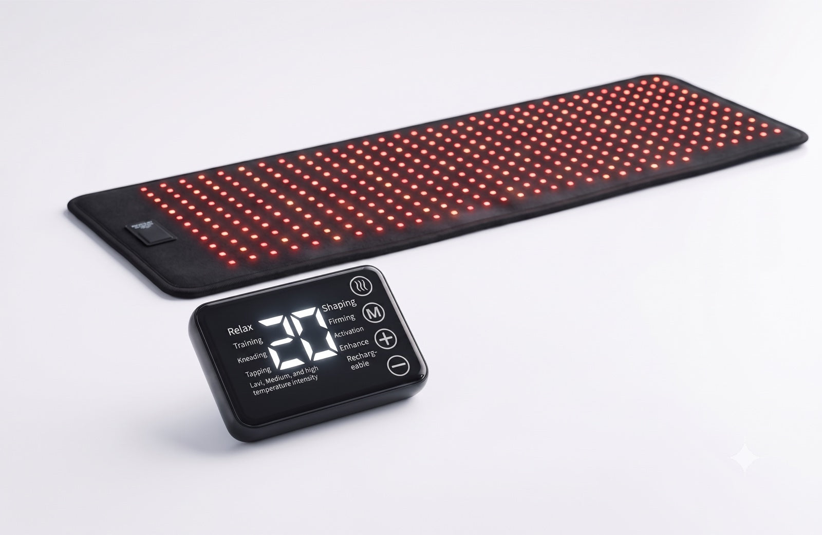 The Restoration Mat with handheld remote control, unrolled
